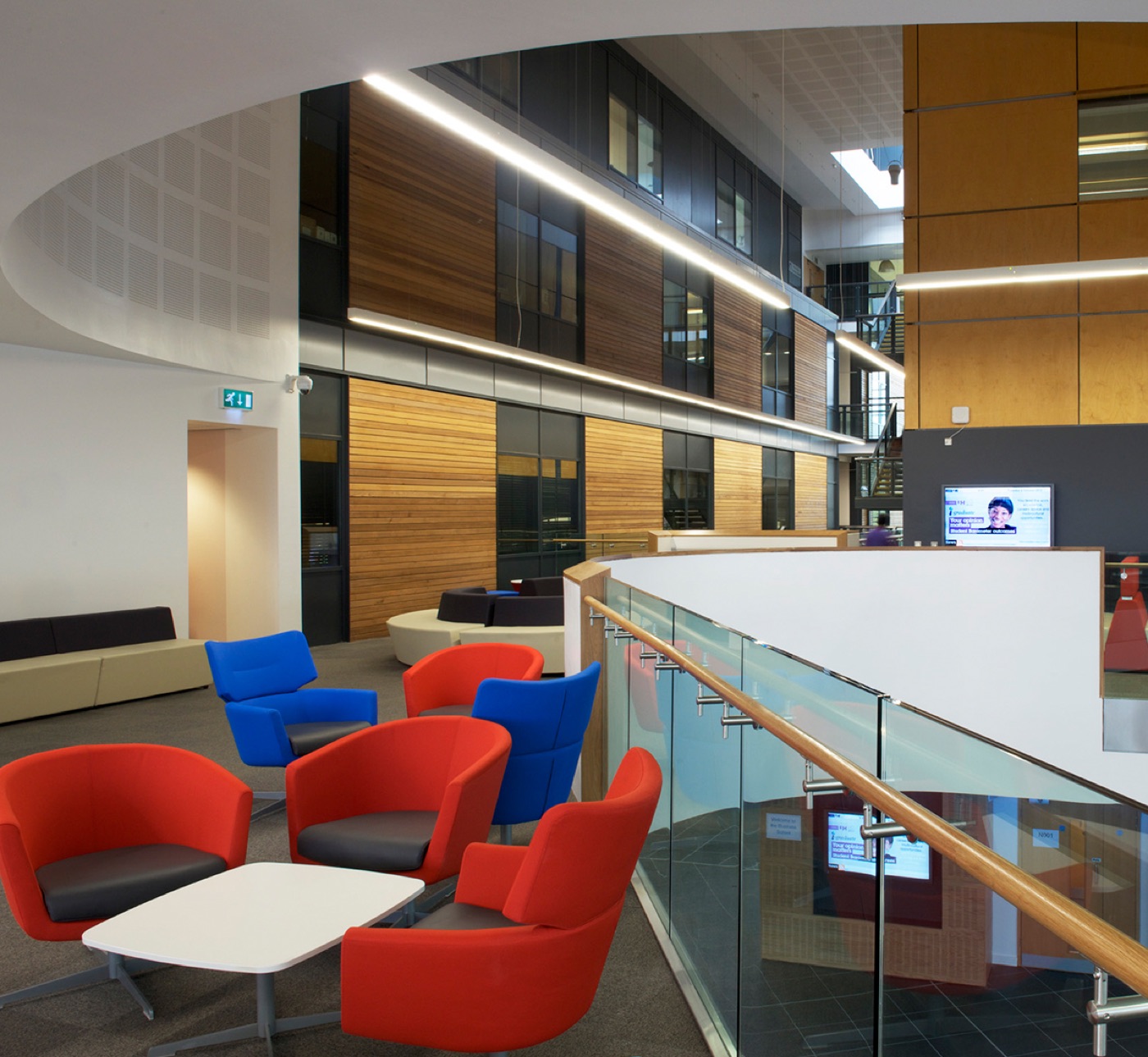 Pexhurst higher education refurbishment with bright breakout seating